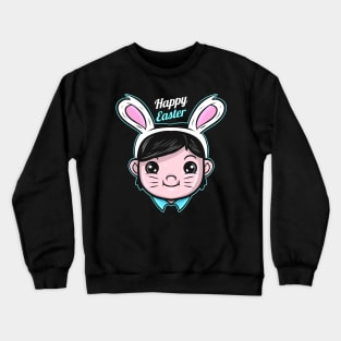 A Boy Has Easter Bunny Ears On Her Head. Toddler Boy Easter Crewneck Sweatshirt